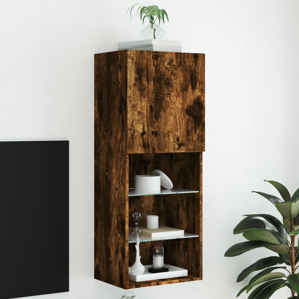 JUNG Vida TV-Schrank mit LED-Leuchten Räuchereiche 40,5x30x102 cm