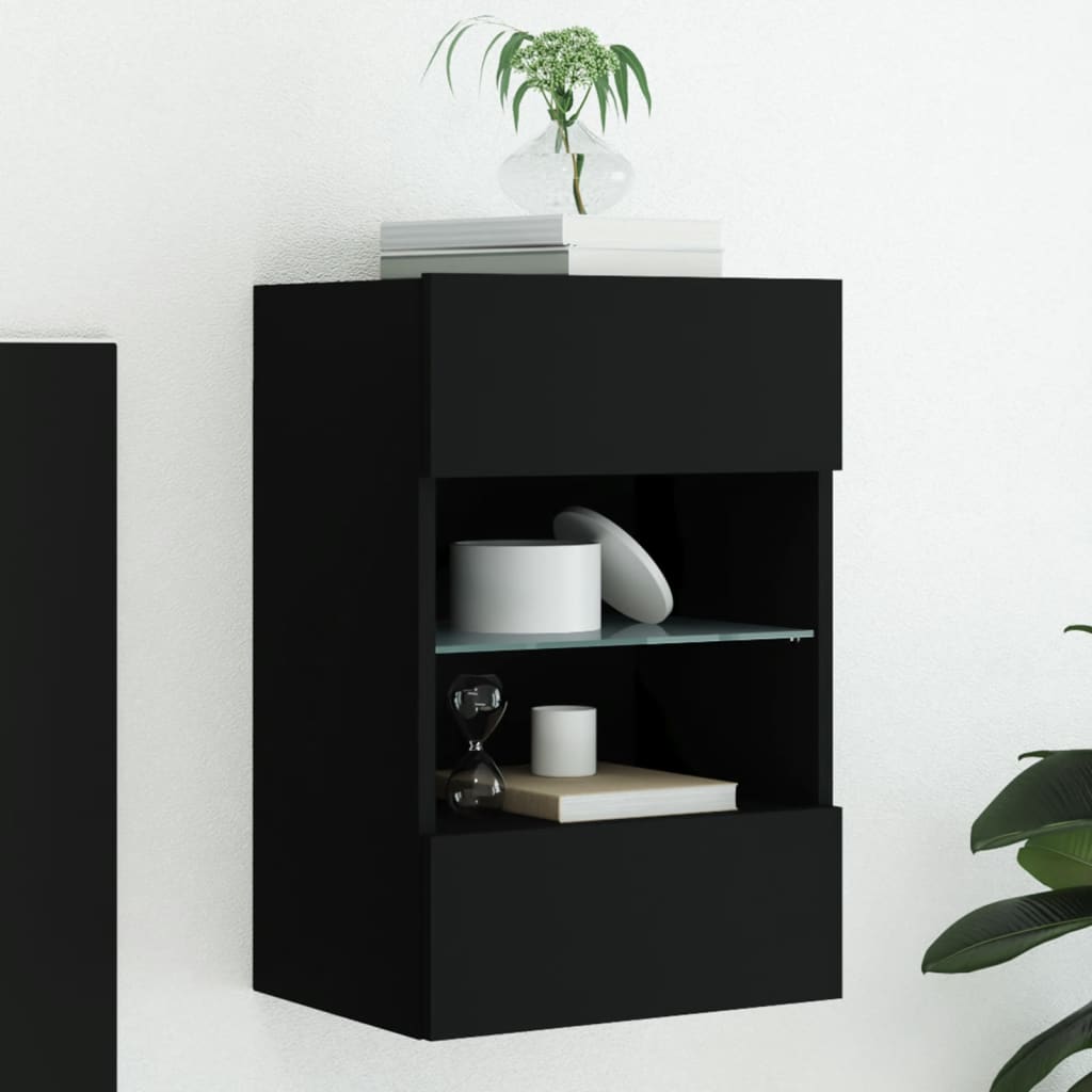 JUNG Vida TV-Wandschrank mit LED-Leuchten Schwarz 40x30x60,5 cm