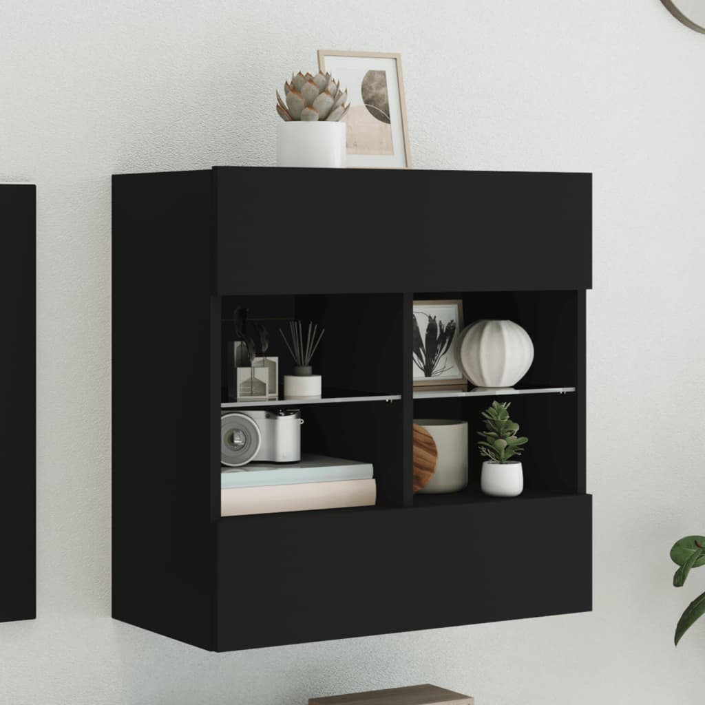 JUNG Vida TV-Wandschrank mit LED-Leuchten Schwarz 58,5x30x60,5 cm