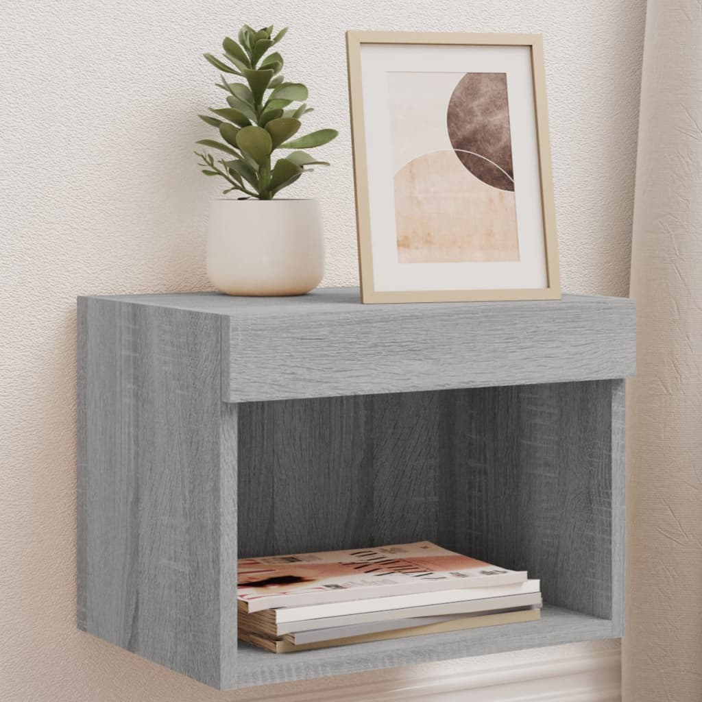 JUNG Vida Wand-Nachttische mit LED-Leuchten 2 Stk. Grau Sonoma