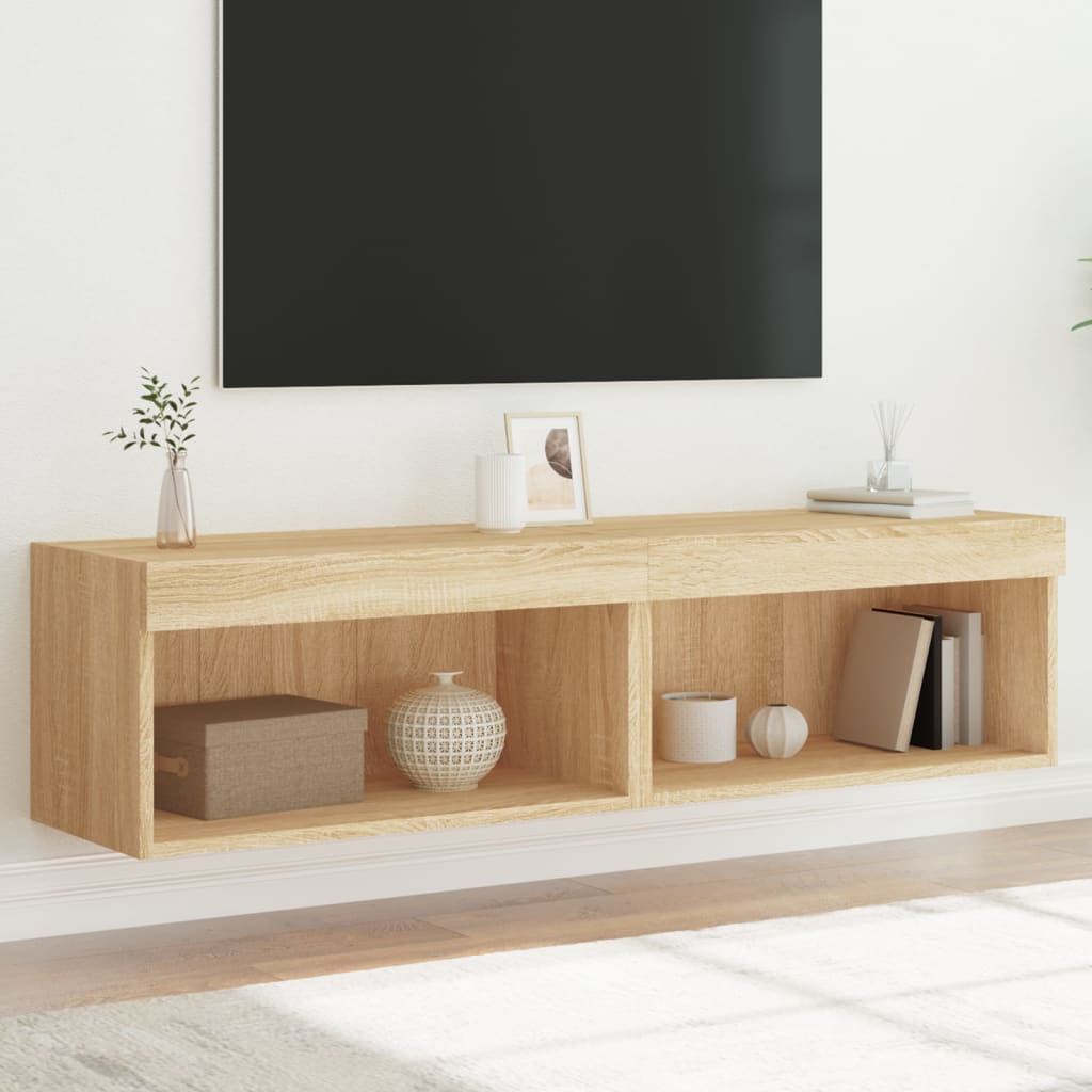 JUNG Vida TV-Schränke mit LED-Leuchten 2 Stk. Sonoma-Eiche 60x30x30 cm