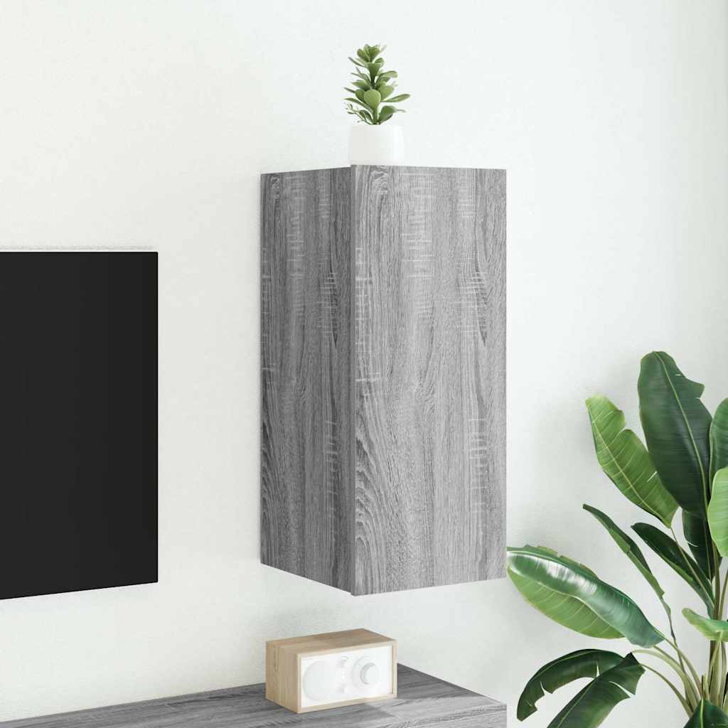 JUNG Vida TV-Wandschrank mit LED-Leuchten Grau Sonoma 30,5x35x70 cm