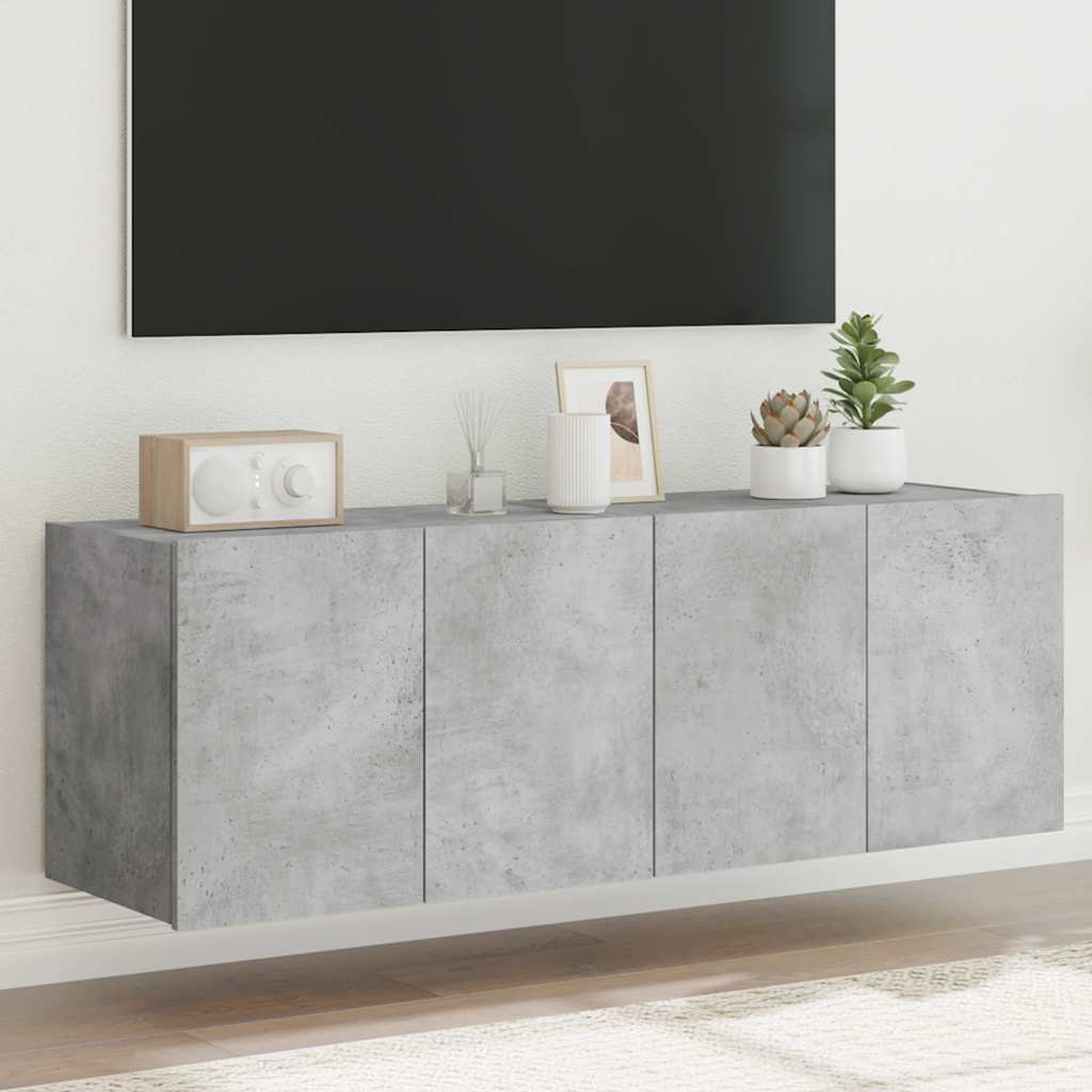 JUNG Vida TV-Wandschränke mit LED-Leuchten 2 Stk. Betongrau 60x35x41 cm