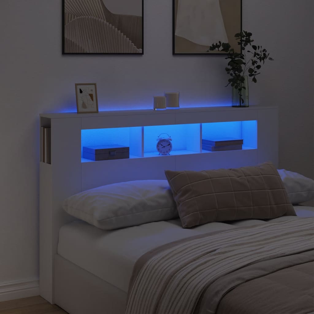 JUNG Vida LED-Kopfteil Weiß 160x18,5x103,5 cm Holzwerkstoff