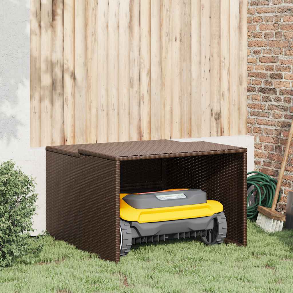JUNG Vida Mähroboter-Garage Braun 86x90x52/57 cm Poly Rattan