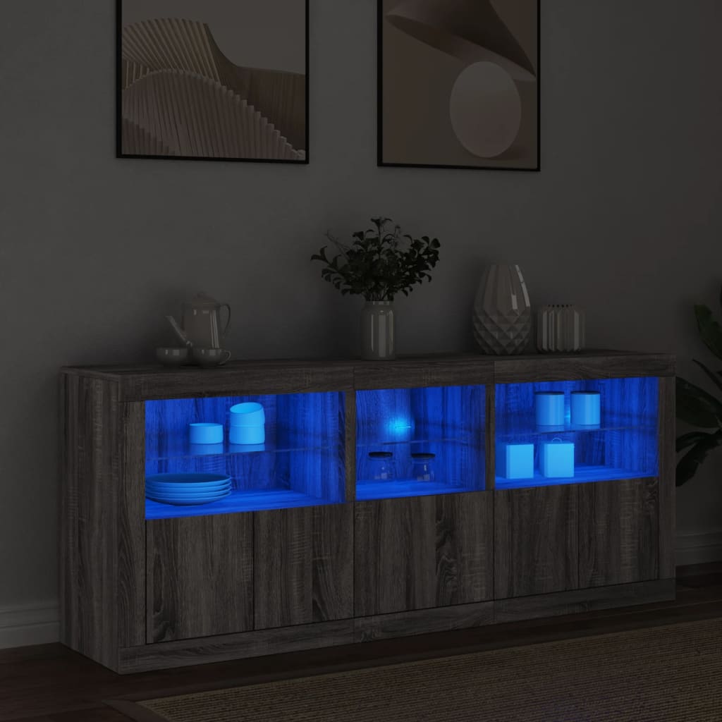 JUNG Vida Sideboard mit LED-Leuchten Grau Sonoma 162x37x67 cm