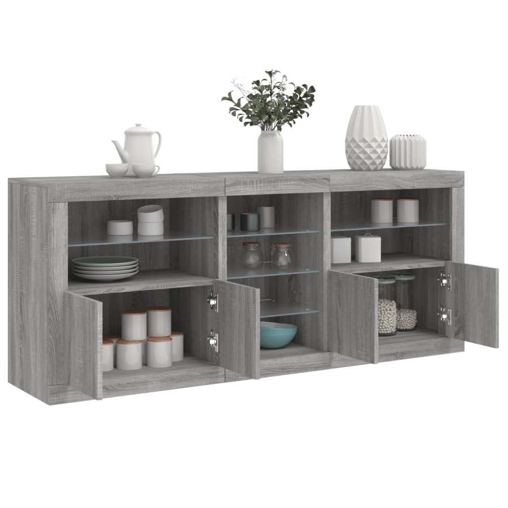 JUNG Vida Sideboard mit LED-Leuchten Grau Sonoma 181,5x37x67 cm
