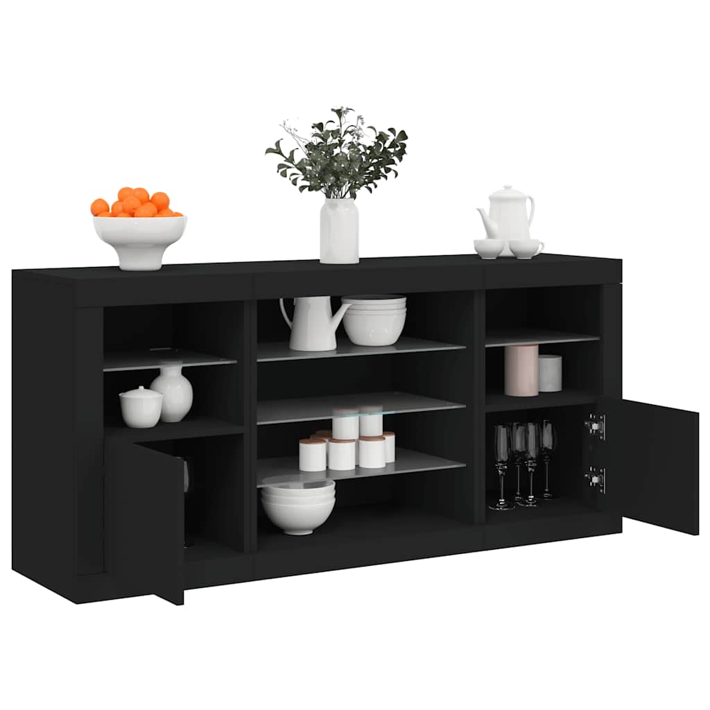 JUNG Vida Sideboard mit LED-Leuchten Schwarz 142,5x37x67 cm
