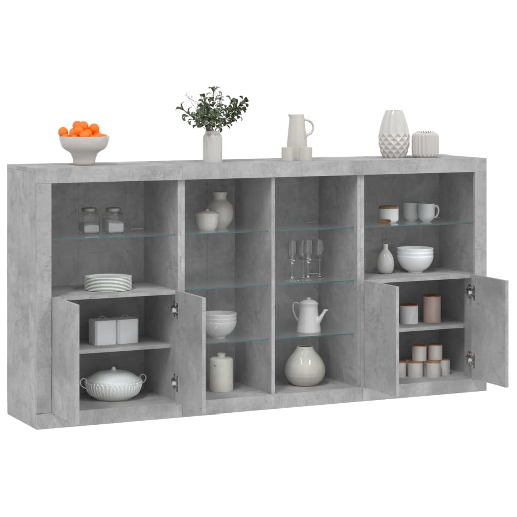 JUNG Vida Sideboard mit LED-Leuchten Betongrau 202x37x100 cm