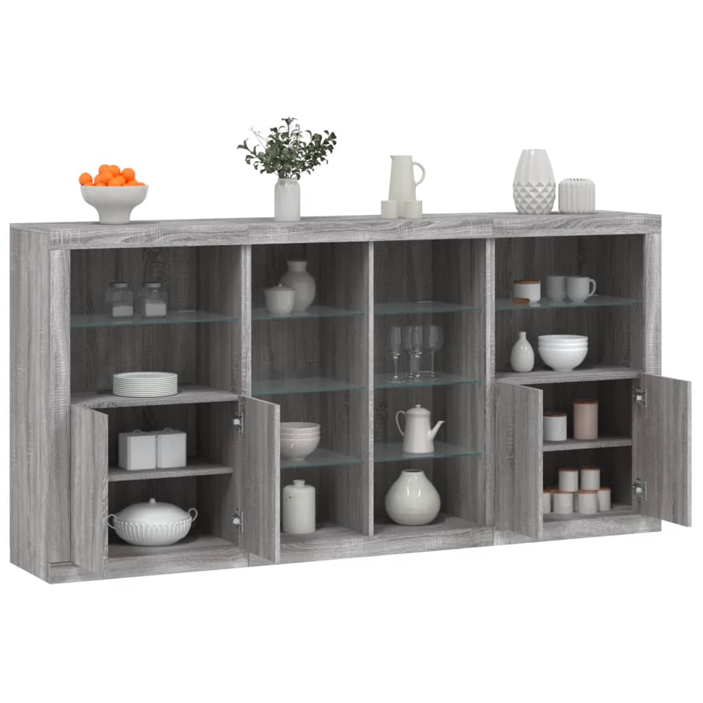 JUNG Vida Sideboard mit LED-Leuchten Grau Sonoma 202x37x100 cm