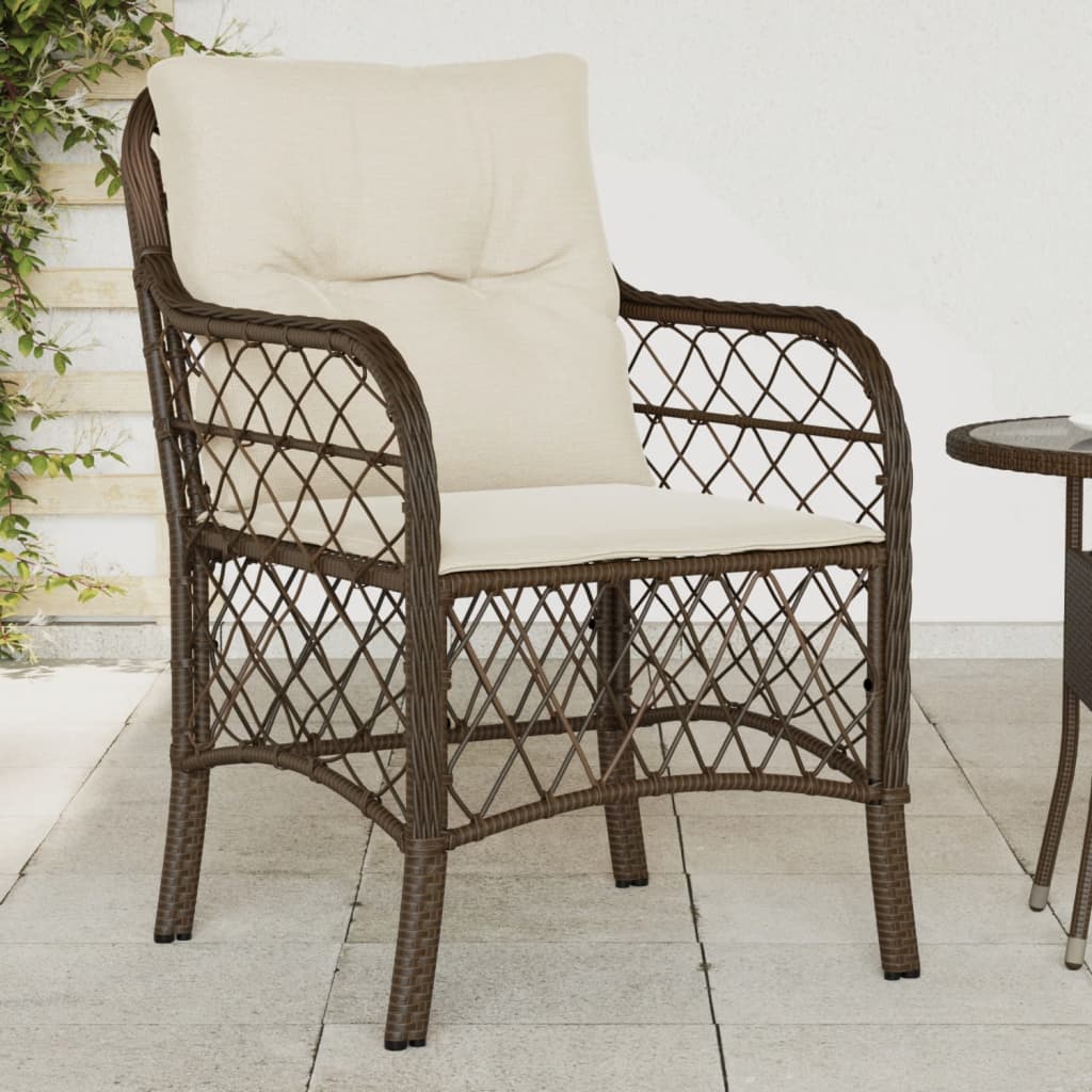 JUNG Vida Gartenstühle mit Kissen 2 Stk. Braun Poly Rattan