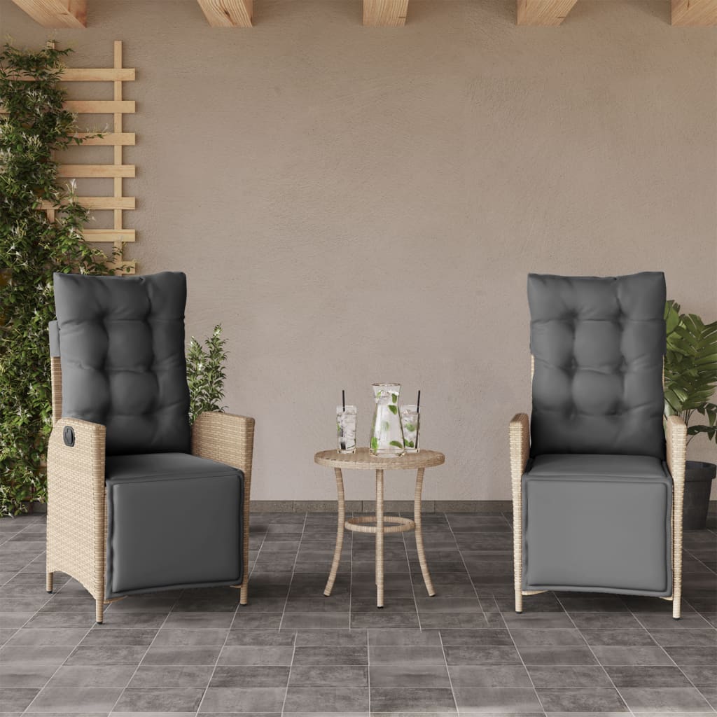 JUNG Vida Gartensessel mit Fußteil 2 Stk. Verstellbar Poly Rattan