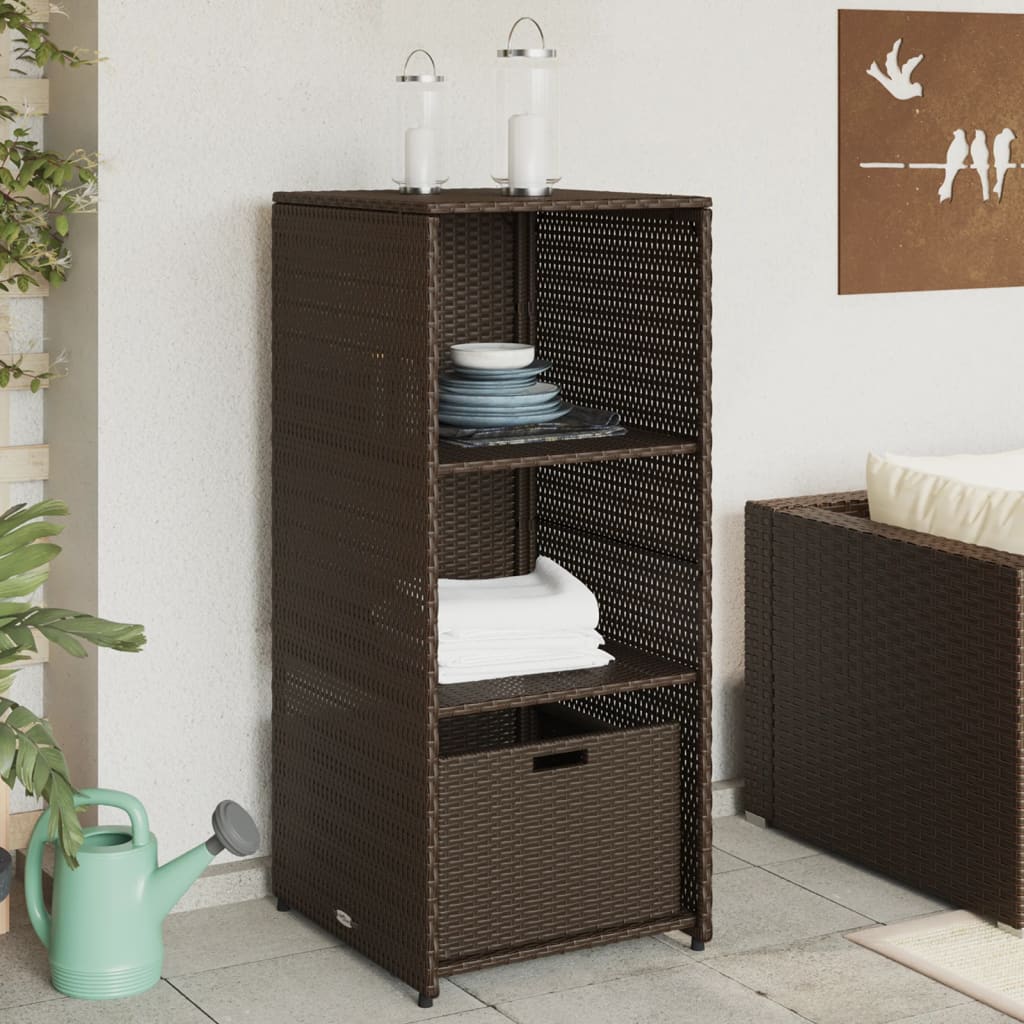 JUNG Vida Gartenschrank Braun 50x55x115 cm Poly Rattan