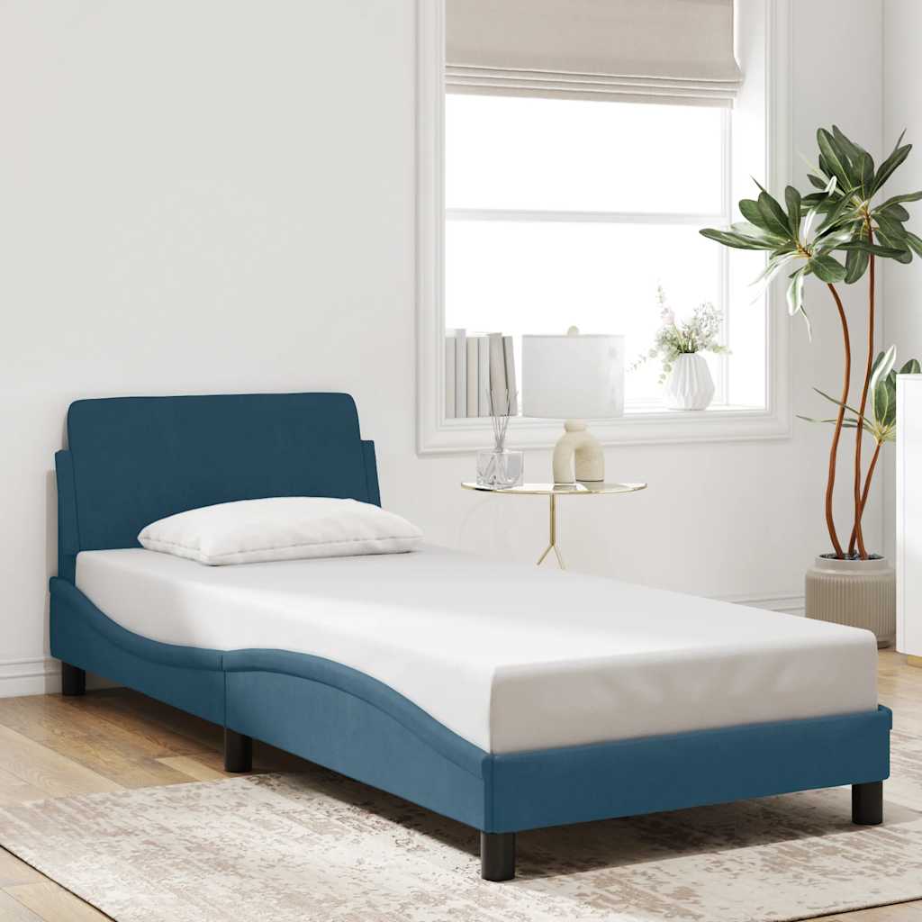 JUNG Vida Bettgestell mit Kopfteil "Dover" Blau 80x200 cm Samt
