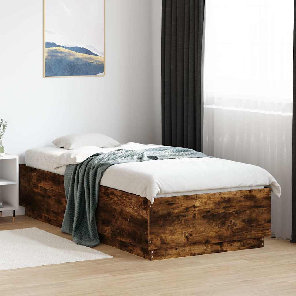 JUNG Vida Bettgestell mit LED Räuchereiche 100x200 cm Holzwerkstoff