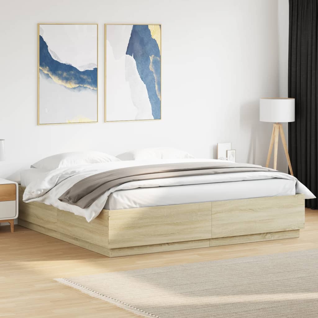JUNG Vida Bettgestell Sonoma-Eiche 200x200 cm Holzwerkstoff