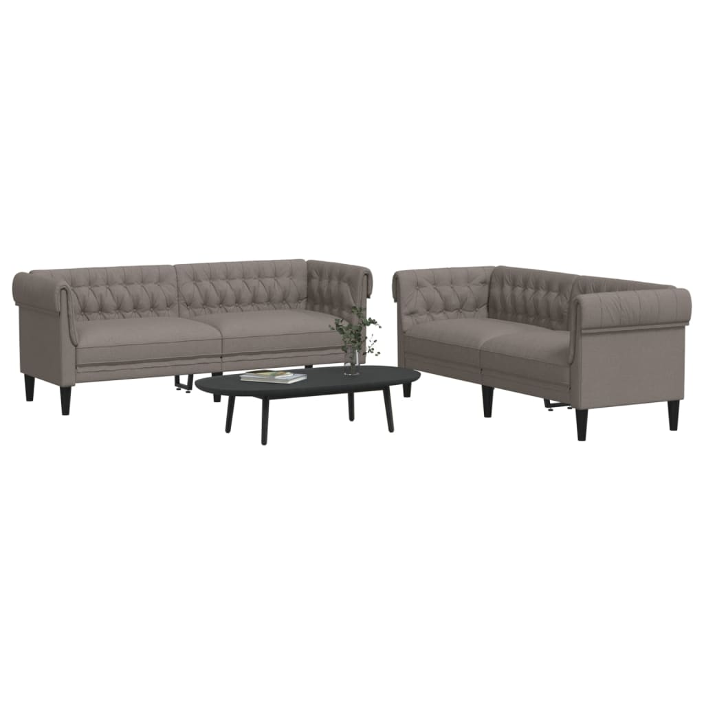 JUNG Vida 2-tlg. Sofagarnitur Taupe Stoff