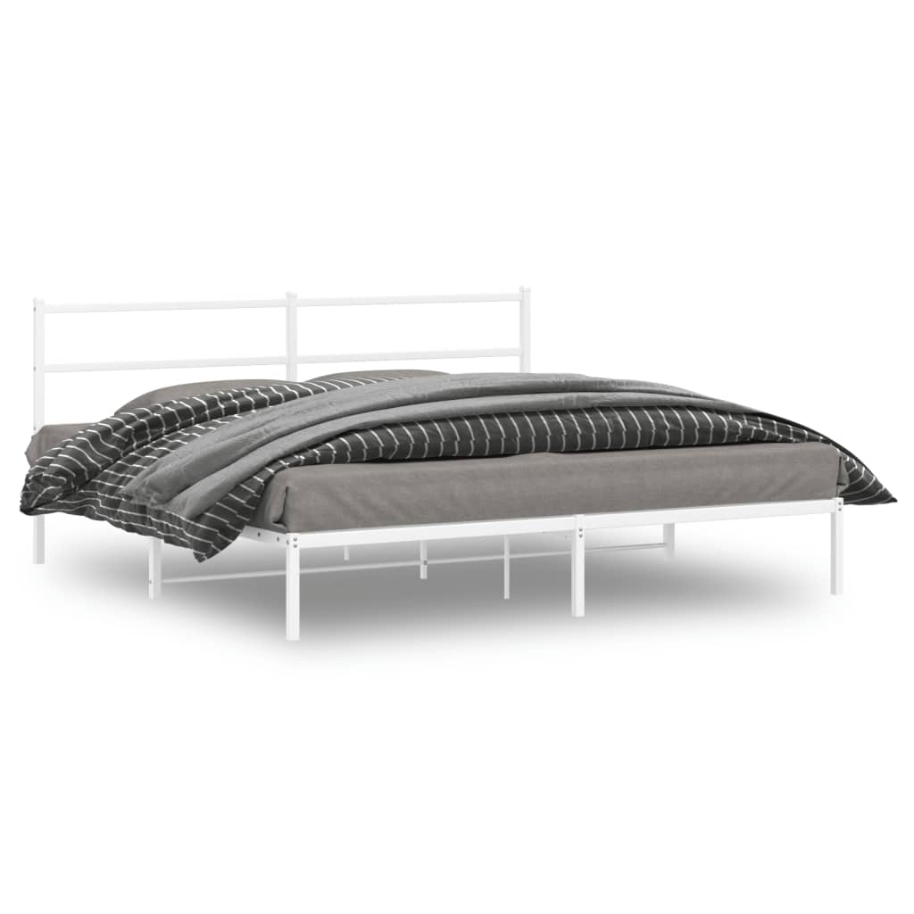 JUNG Vida Bettgestell mit Kopfteil Metall Weiß 183x213 cm