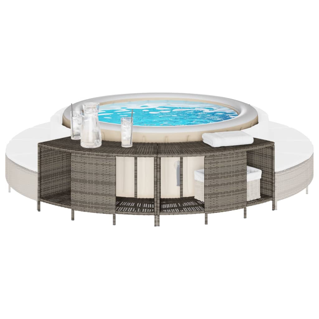 JUNG Vida Outdoor-Regale für Whirlpool 2 Stk. Grau Poly Rattan