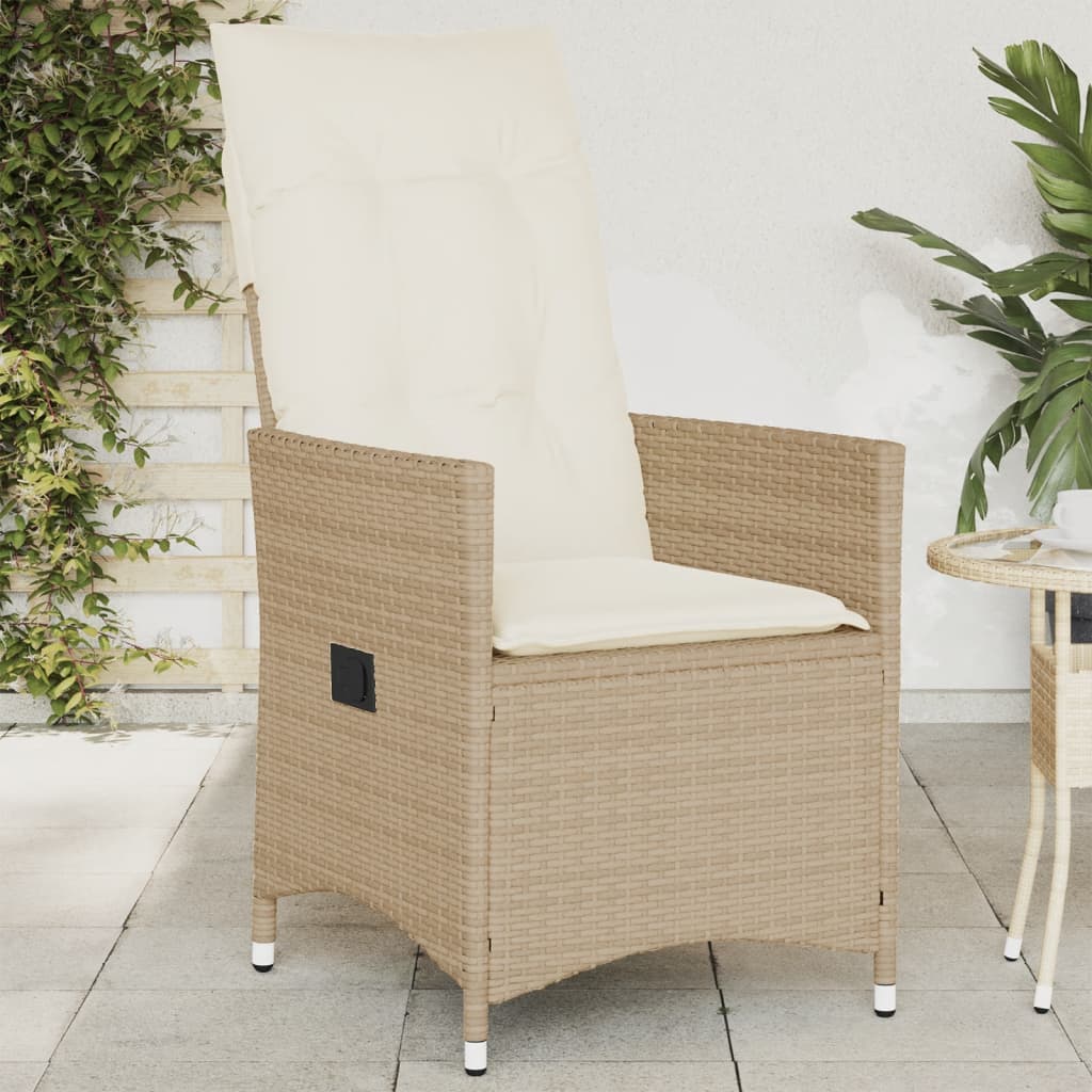 JUNG Vida Gartensessel mit Kissen Verstellbar Beige Poly Rattan
