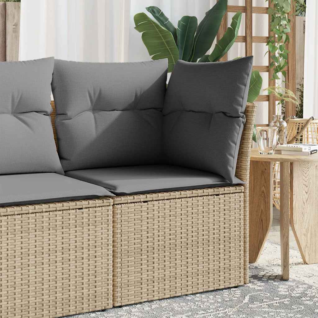 JUNG Vida Gartensessel ohne Armlehnen mit Kissen Beige Poly Rattan