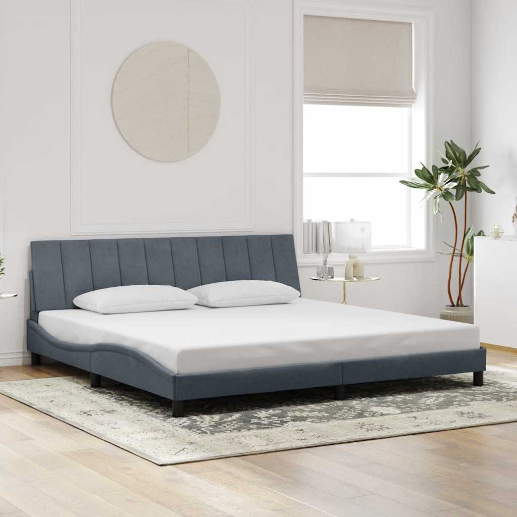 JUNG Vida Bettgestell ohne Matratze "Hanko" Dunkelgrau 200x200 cm Samt