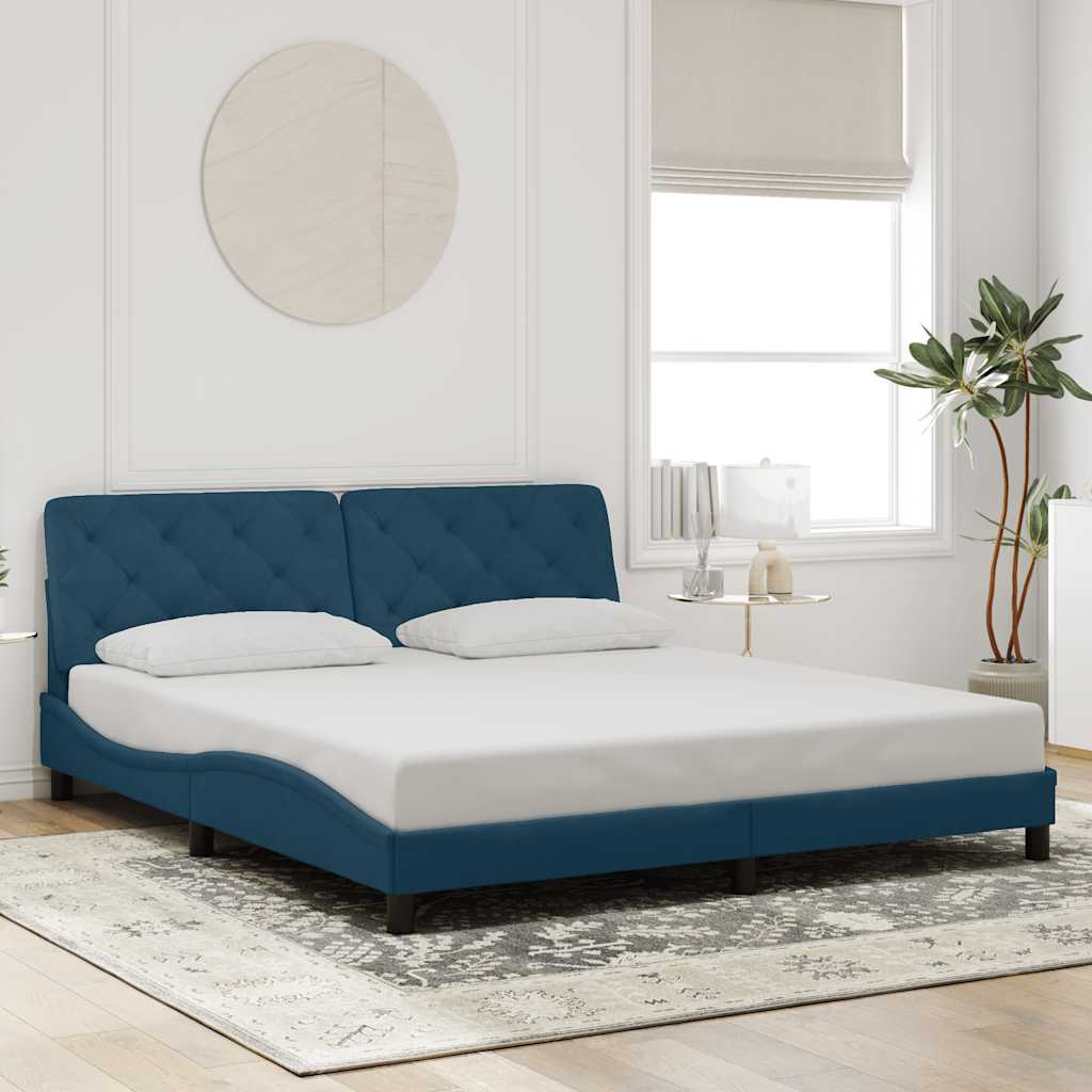 JUNG Vida Bettgestell ohne Matratze Blau 180x200 cm Samt