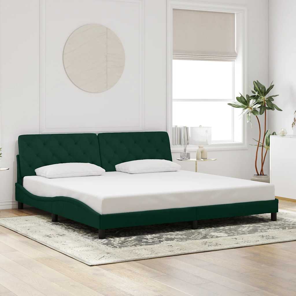 JUNG Vida Bettgestell ohne Matratze Dunkelgrün 200x200 cm Samt