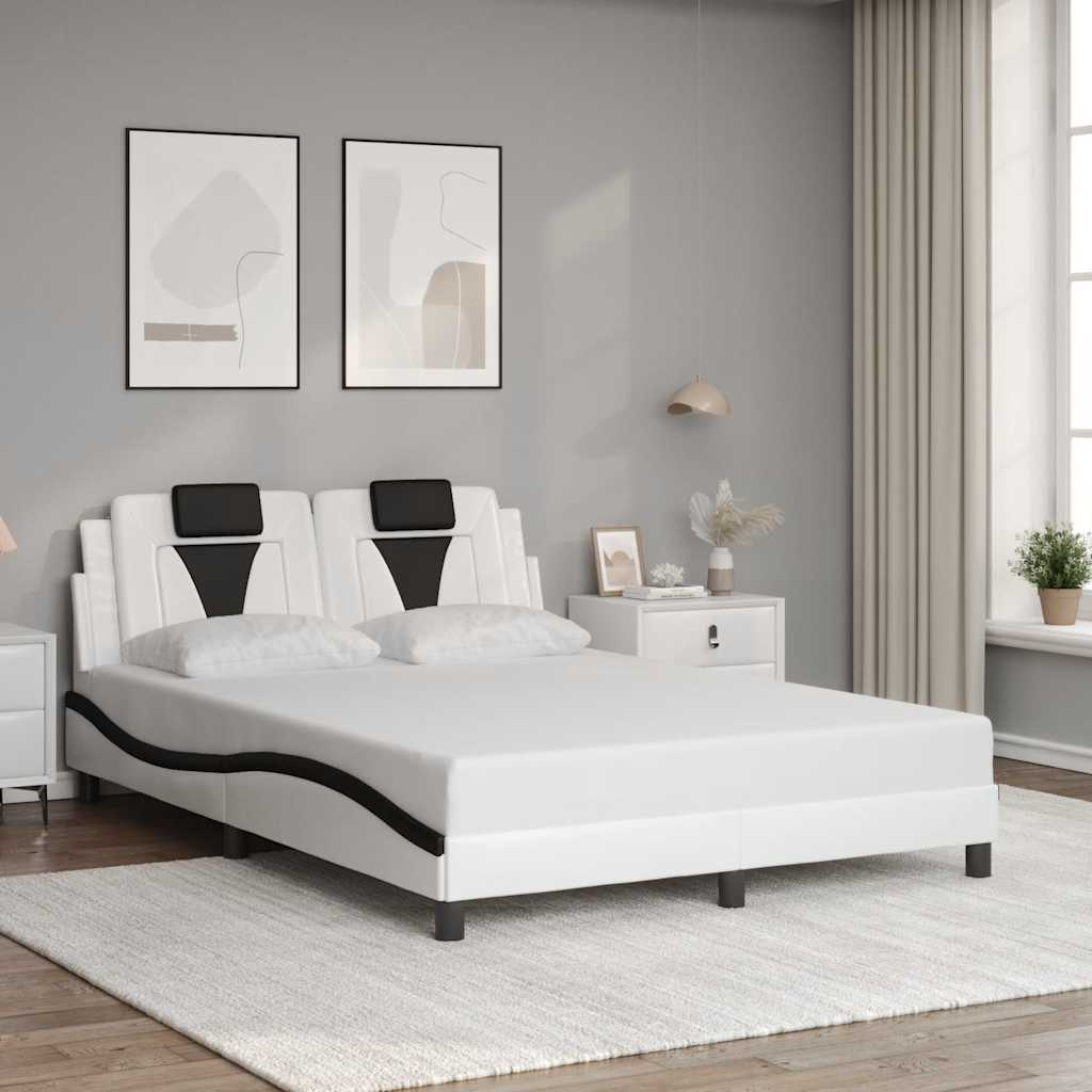 JUNG Vida Bettgestell "Viana" ohne Matratze Weiß und Schwarz 140x190 cm Kunstleder