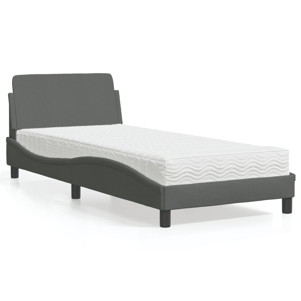 JUNG Vida Bett mit Matratze "Dover" Dunkelgrau 80x200 cm Stoff