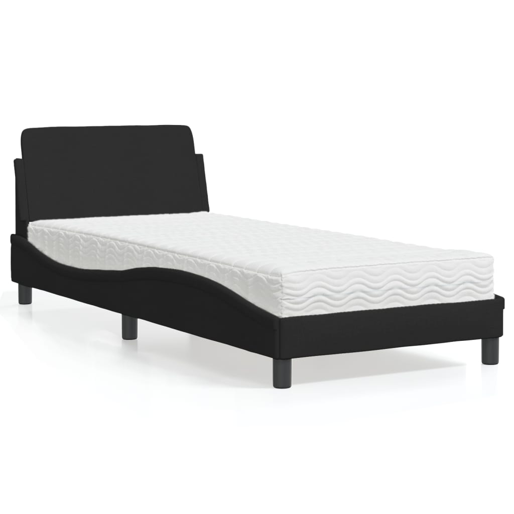 JUNG Vida Bett mit Matratze "Dover" Schwarz 90x190 cm Stoff