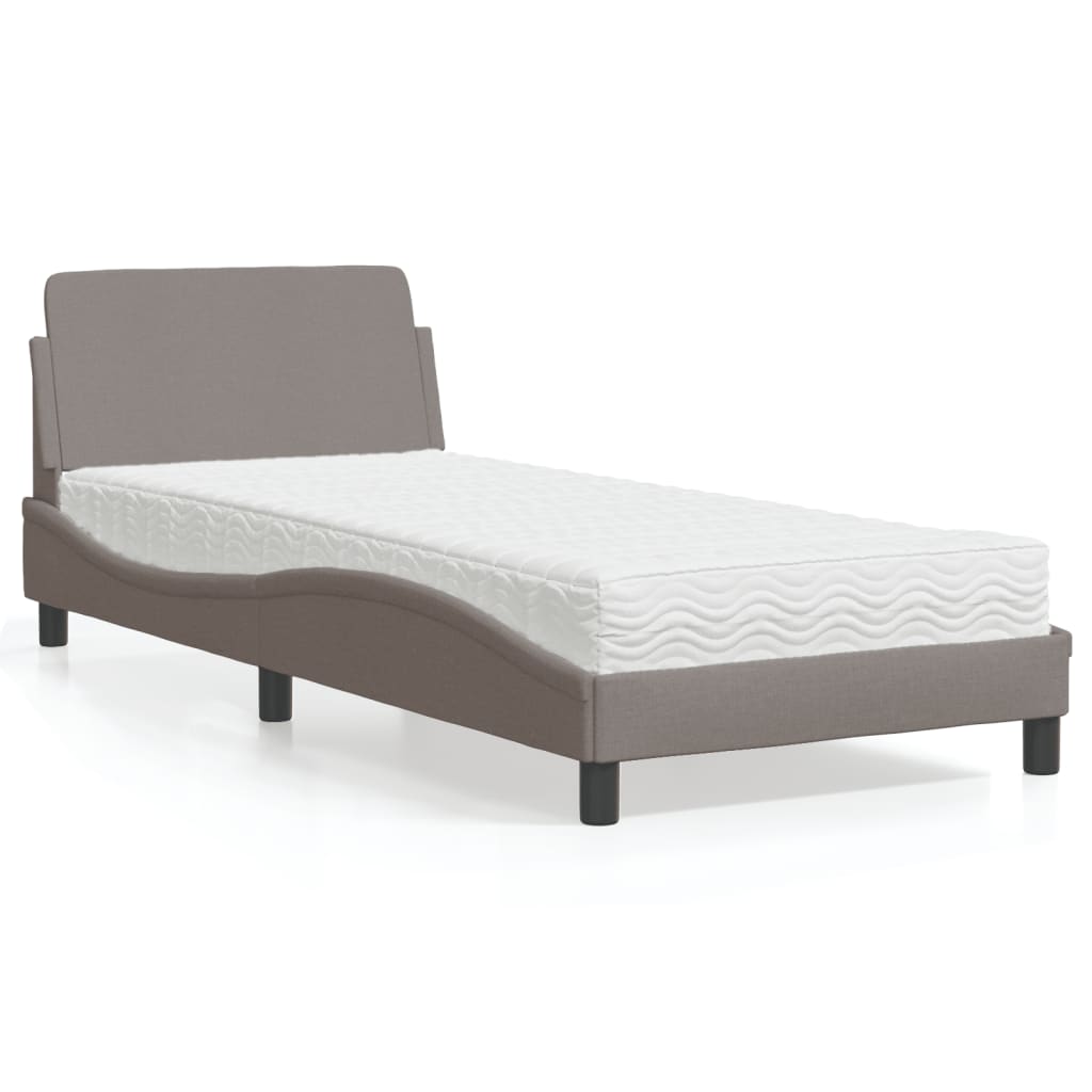 JUNG Vida Bett mit Matratze "Dover" Taupe 90x200 cm Stoff