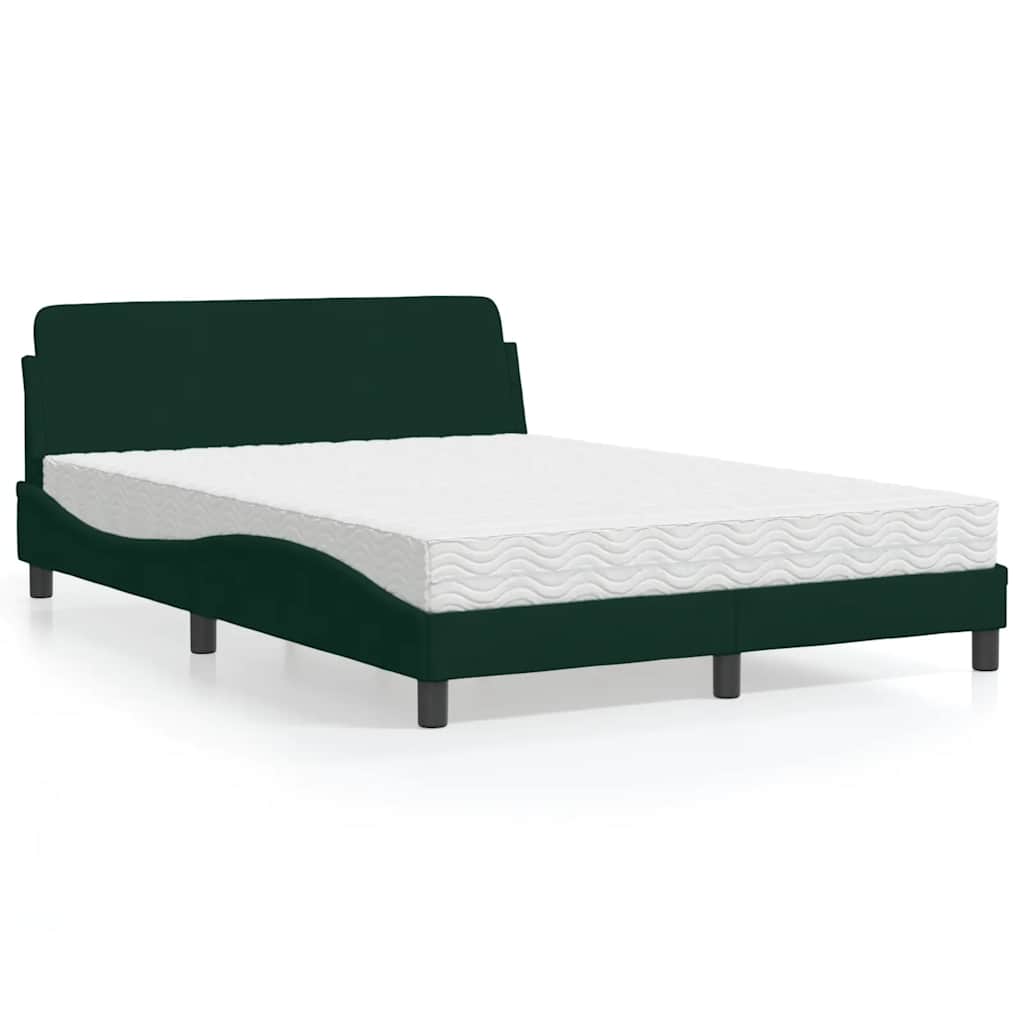 JUNG Vida Bett mit Matratze "Dover" Dunkelgrün 120x200 cm Samt