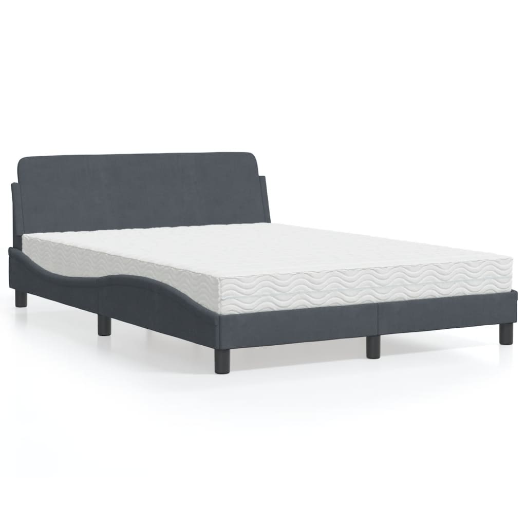 JUNG Vida Bett mit Matratze "Dover" Dunkelgrau 140x190 cm Samt