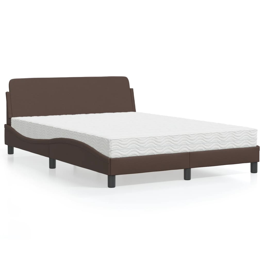 JUNG Vida Bett mit Matratze "Dover" Braun 140x190 cm Kunstleder