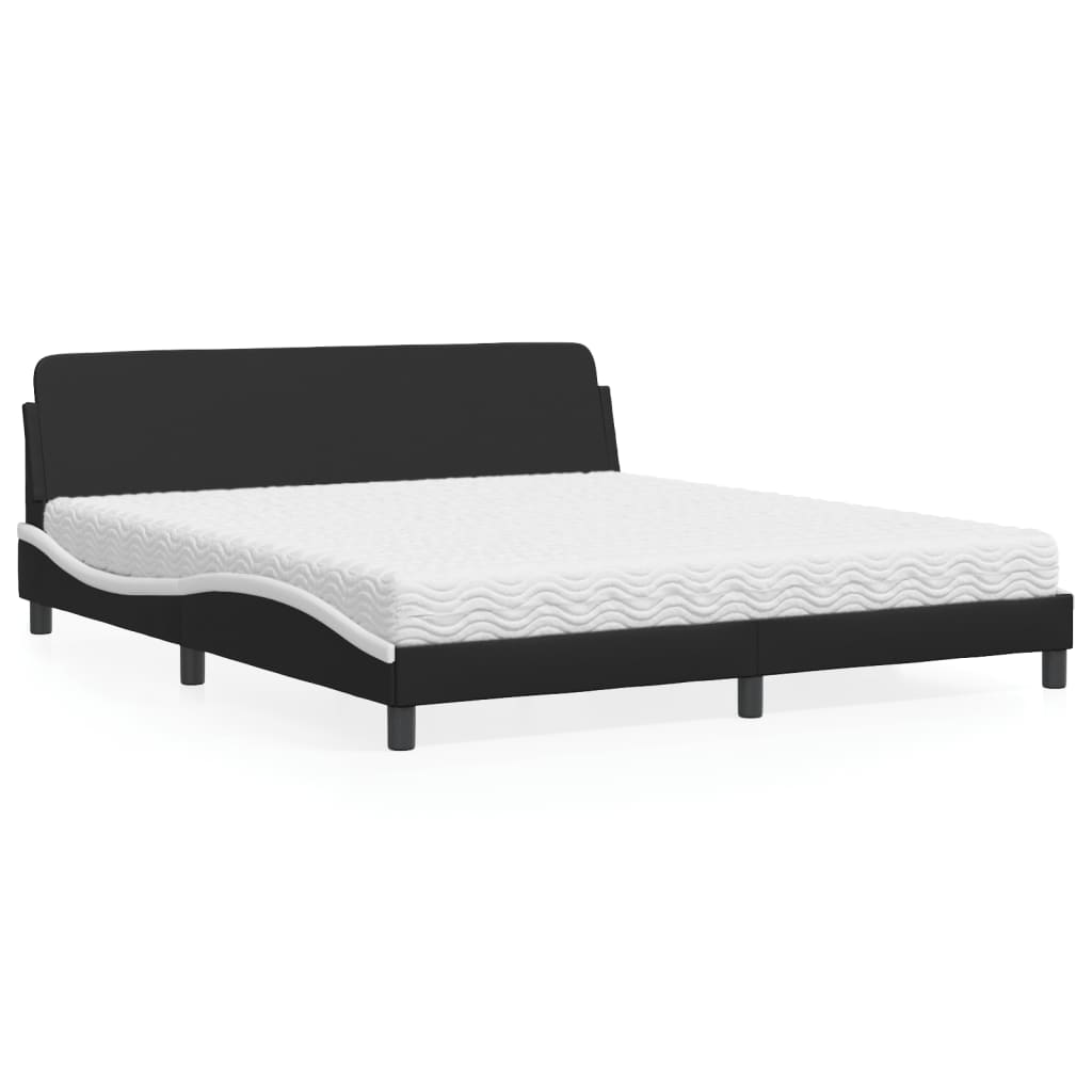 JUNG Vida Bett mit Matratze "Dover" Schwarz und Weiß 180x200 cm Kunstleder