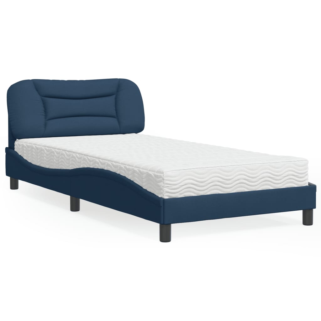 JUNG Vida Bett mit Matratze "Hvar" Blau 100x200 cm Stoff