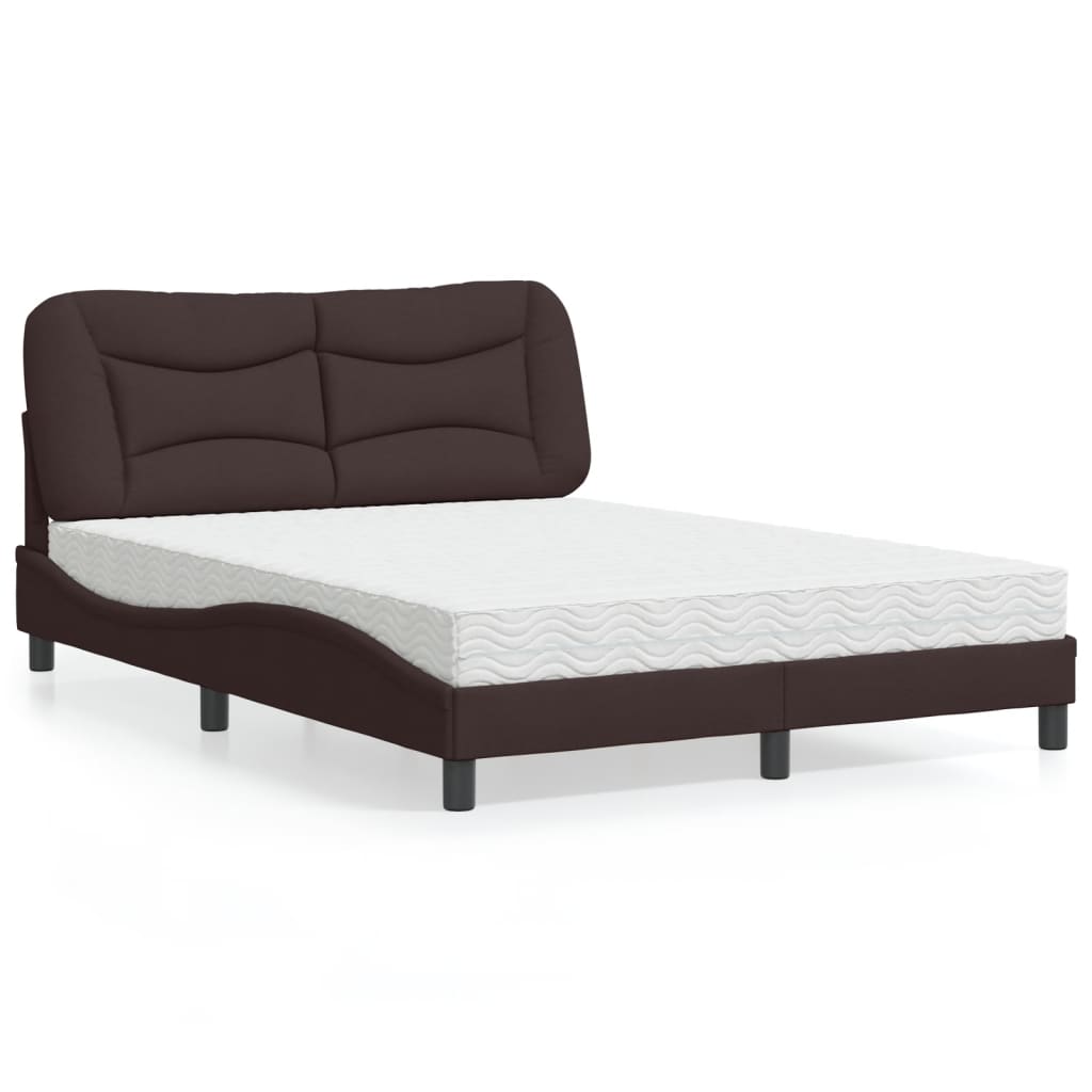 JUNG Vida Bett mit Matratze "Hvar" Dunkelbraun 140x190 cm Stoff