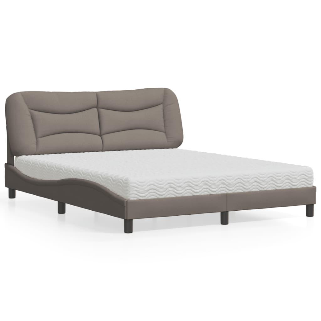 JUNG Vida Bett mit Matratze "Hvar" Taupe 160x200 cm Stoff