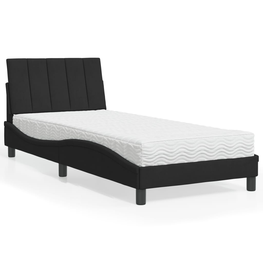 JUNG Vida Bett mit Matratze "Hanko" Schwarz 90x190 cm Samt