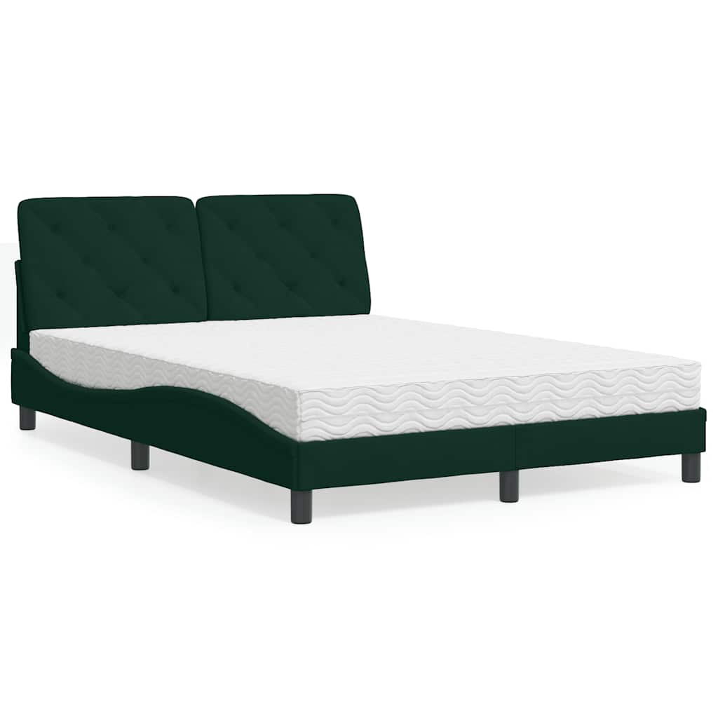 JUNG Vida Bett mit Matratze Dunkelgrün 120x200 cm Samt