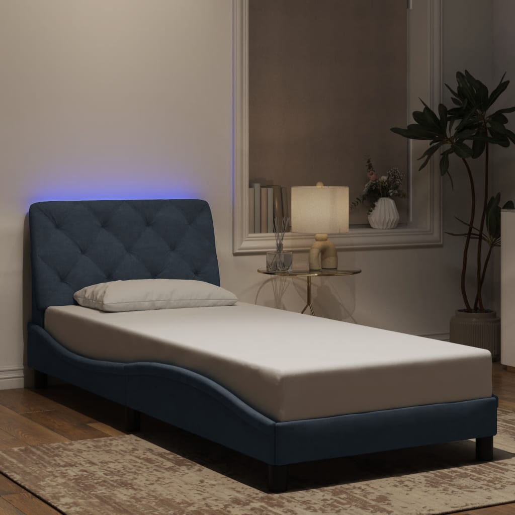 JUNG Vida Bettgestell mit LED ohne Matratze Dunkelgrau 90x190 cm Samt