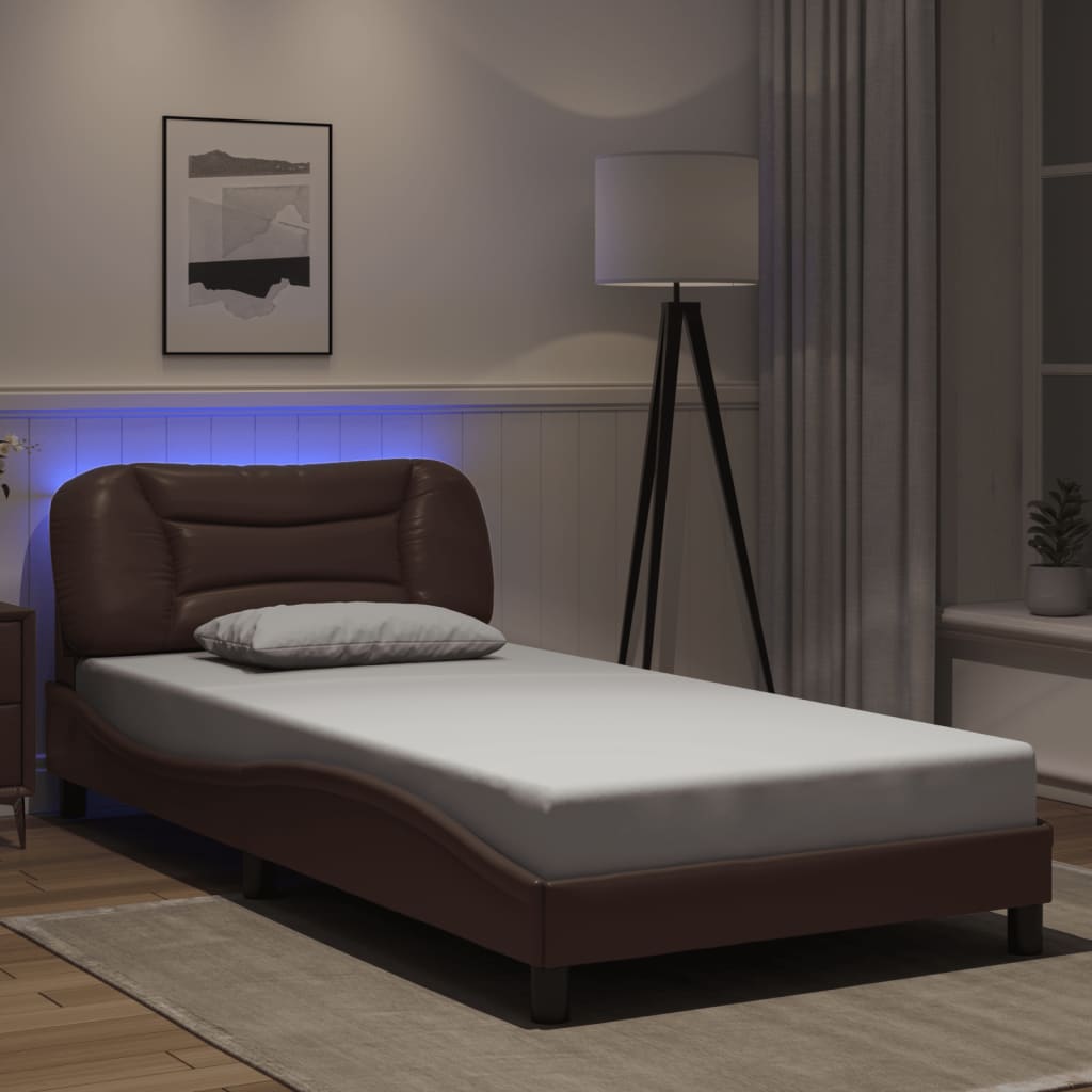 JUNG Vida Bettgestell mit LED ohne Matratze "Hvar" Braun 100x200 cm