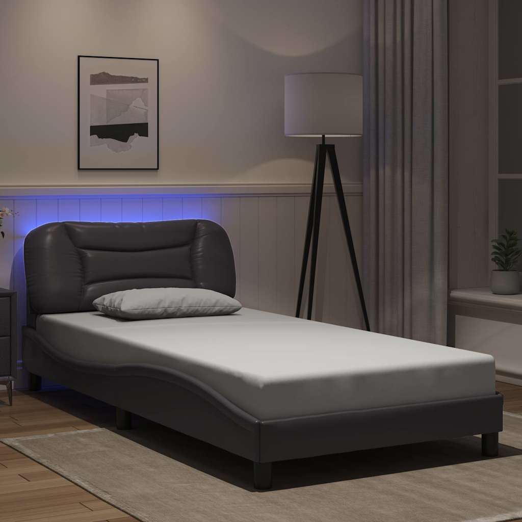 JUNG Vida Bettgestell mit LED ohne Matratze "Hvar" Grau 100x200 cm