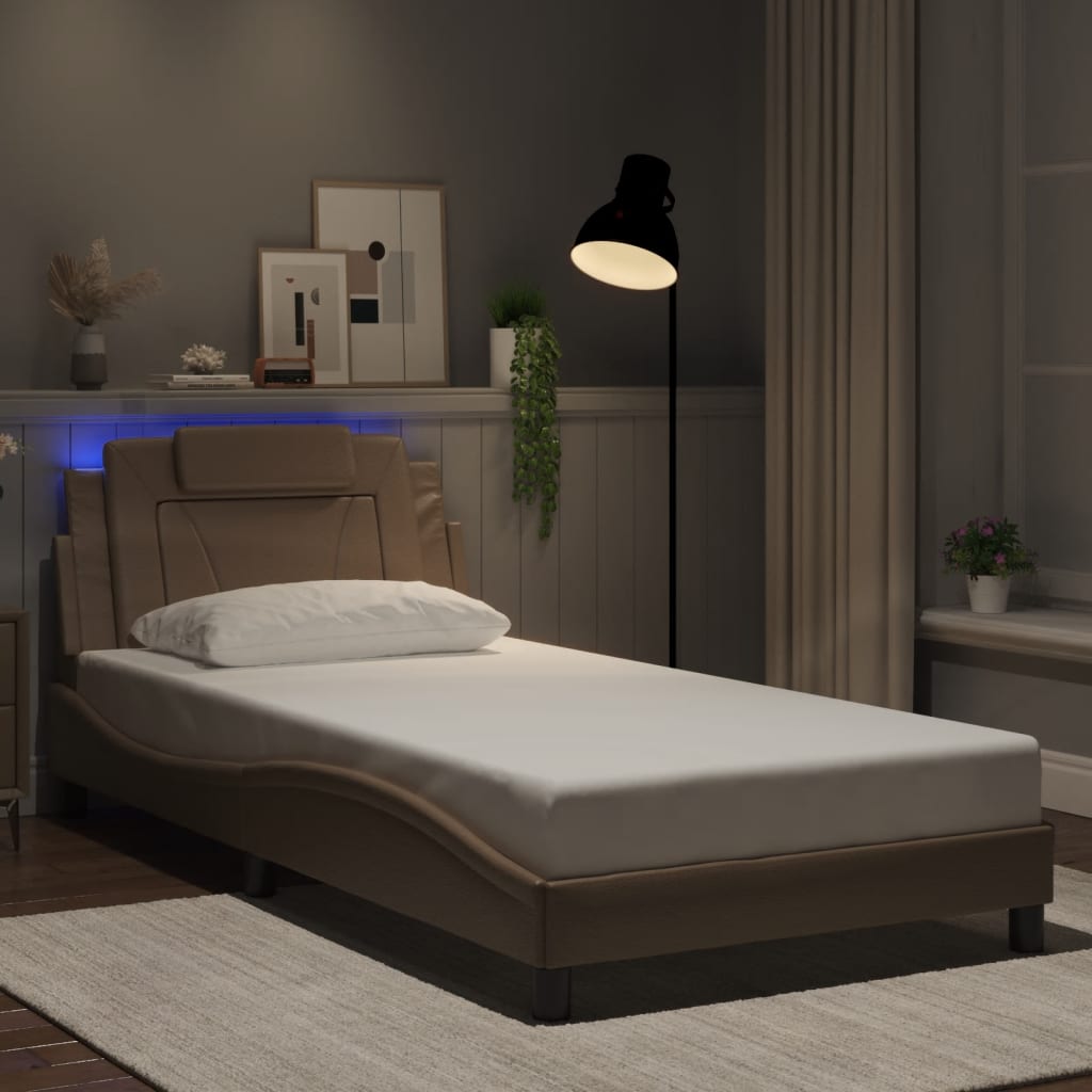 JUNG Vida Bettgestell "Viana" mit LED ohne Matratze Cappuccino-Braun 100x200 cm