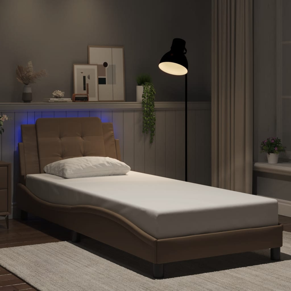 JUNG Vida Bettgestell mit LED ohne Matratze "Zadar" Cappuccino-Braun 80x200 cm