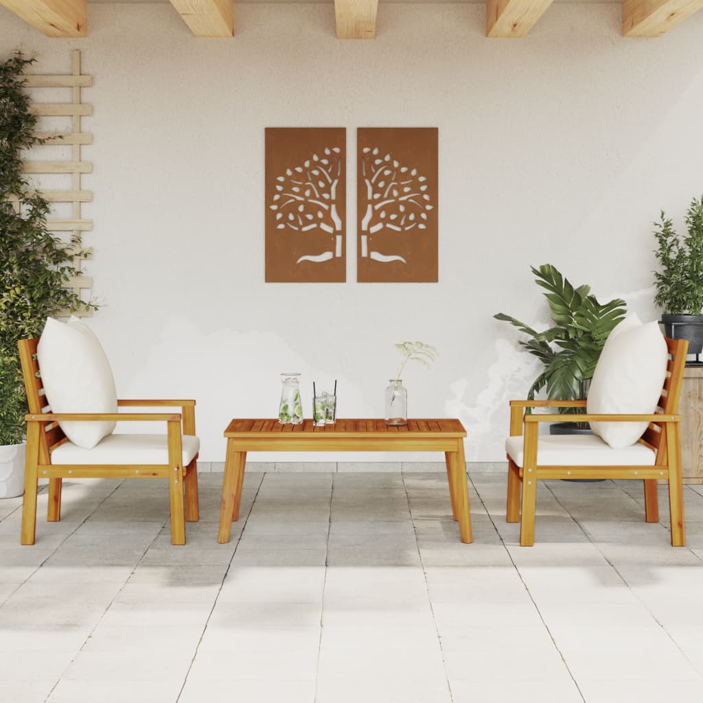 JUNG Vida 3-tlg. Garten-Lounge-Set mit Kissen Massivholz Akazie