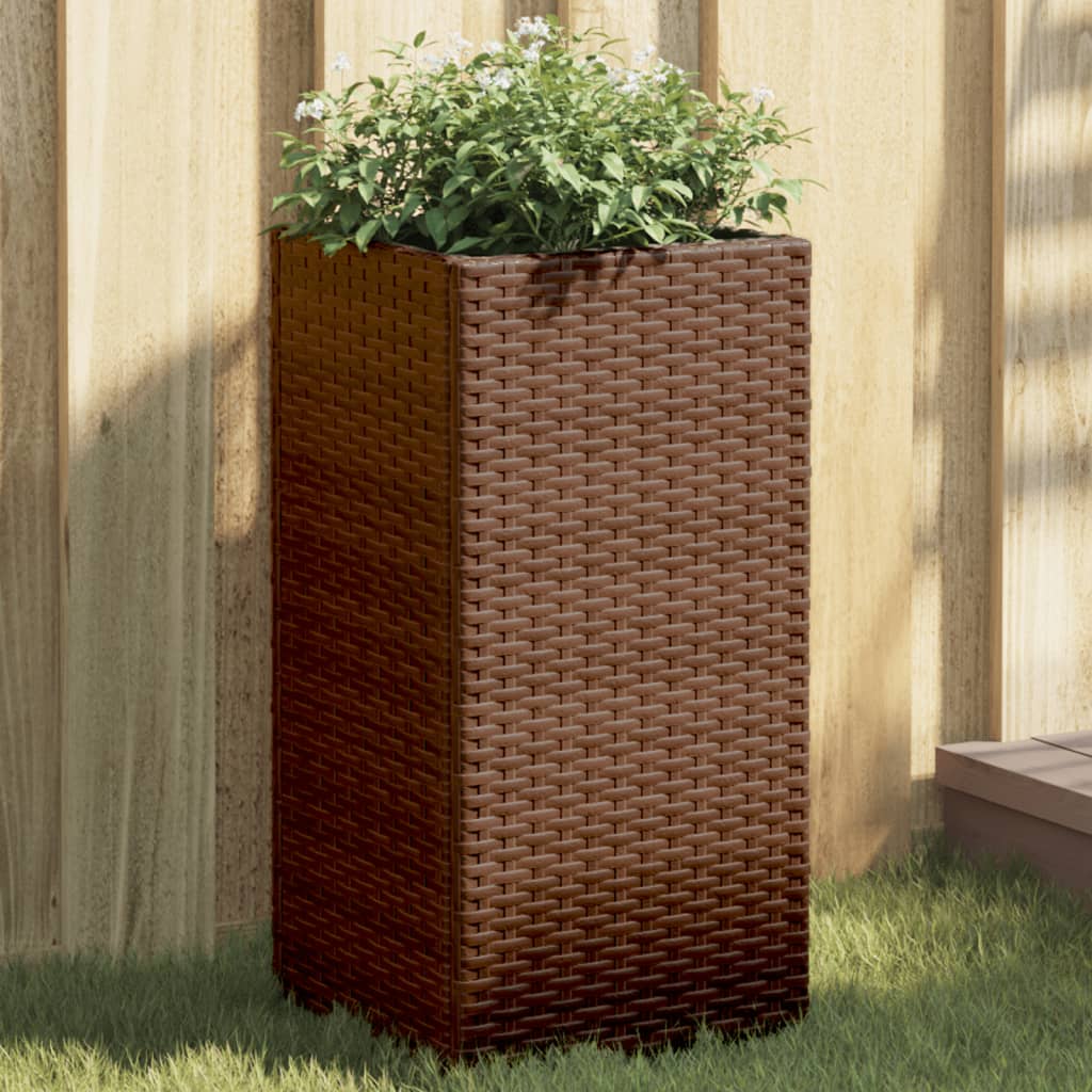 JUNG Vida Pflanzkübel 2 Stk. Braun 30x30x60 cm Poly Rattan