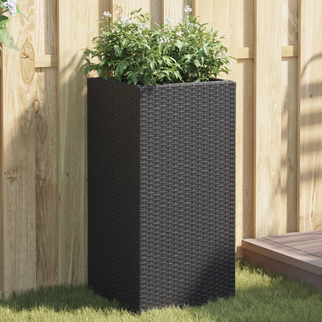 JUNG Vida Pflanzkübel 2 Stk. Schwarz 40x40x80 cm Poly Rattan