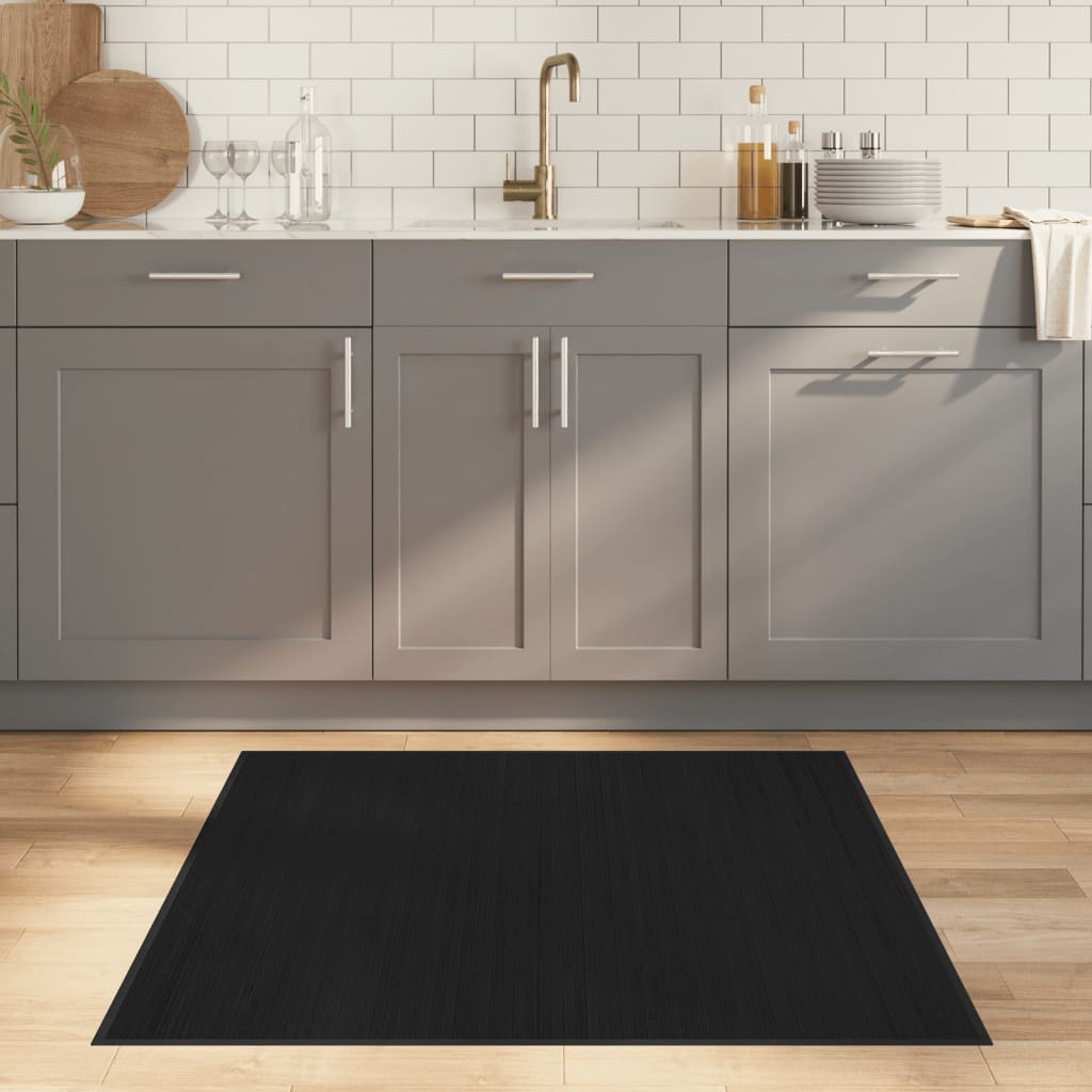 JUNG Vida Teppich Quadratisch Schwarz 100x100 cm Bambus